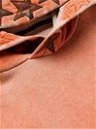 AMIRI - Chemist Leather-Appliquéd Distressed Supima Cotton-Jersey Hoodie - Orange