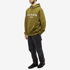 Balmain Men's Classic Paris Popover Hoody in Khaki/Off-White