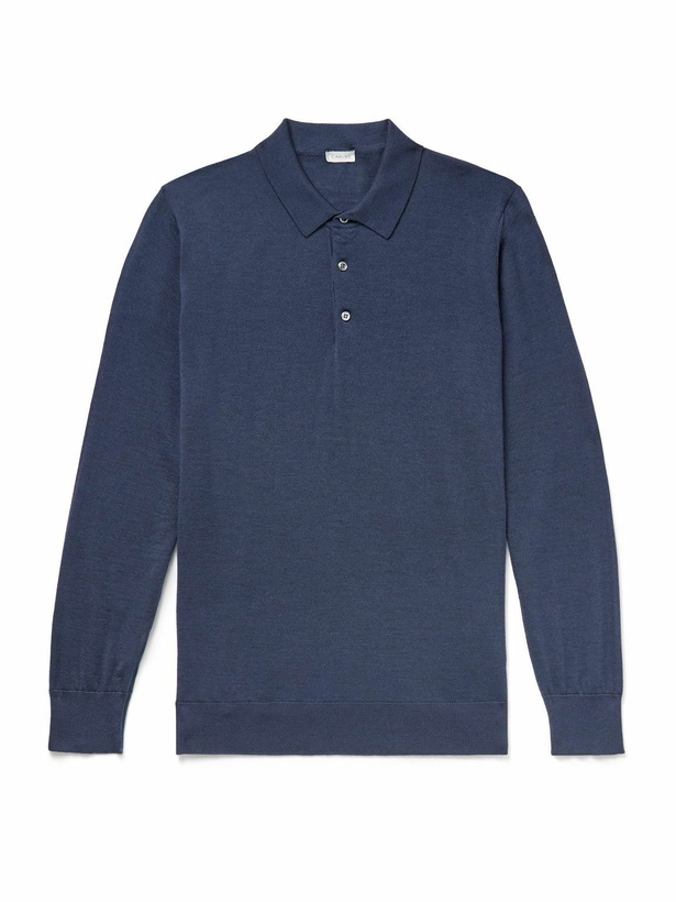 Photo: Caruso - Wool, Silk and Cashmere-Blend Polo Shirt - Blue