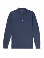 Caruso - Wool, Silk and Cashmere-Blend Polo Shirt - Blue