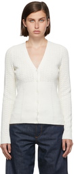 Victoria Beckham White Slim Fit Pointelle Cardigan