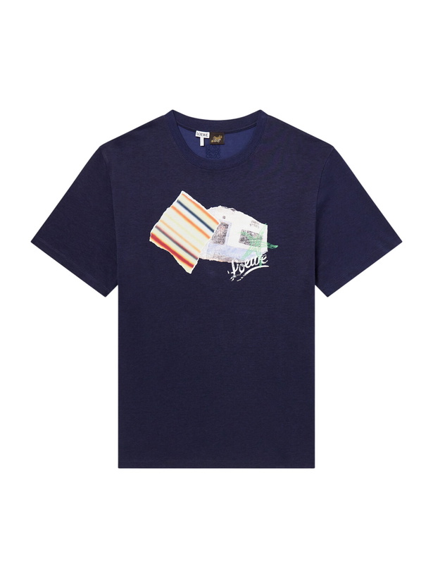 Photo: LOEWE - Paula's Ibiza Patch-Appliqué Cotton-Blend Jersey T-Shirt - Blue