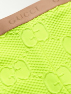 GUCCI - Logo-Embossed Mesh-Trimmed Stretch-Jersey Tights - Yellow