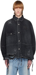 JieDa Black Oversized Denim Shirt