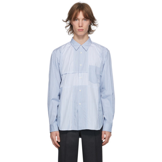 Photo: Comme des Garcons Homme Deux Blue Paneled Stripe Shirt