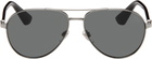Burberry Gunmetal Metal Shield Aviator Sunglasses​