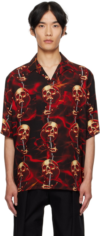Photo: WACKO MARIA Black & Red 56 Tattoo Studio Edition Skull Shirt