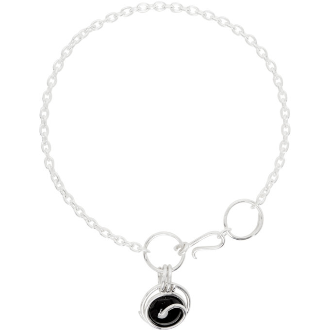 Sapir Bachar Silver Onyx Spiral Necklace Sapir Bachar