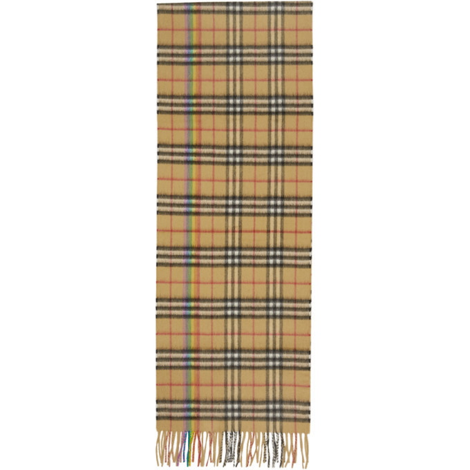 Photo: Burberry Yellow Cashmere Rainbow Check Scarf