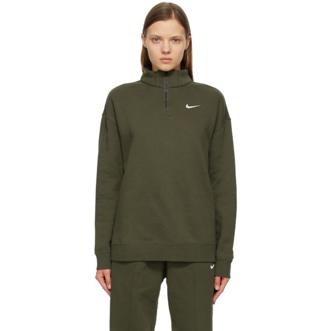 Photo: Nike Khaki Fleece Sportswear 1/4 Zip Sweatshirt