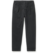 Kiton - Straight-Leg Pleated Stretch Lyocell and Cotton-Blend Trousers - Black