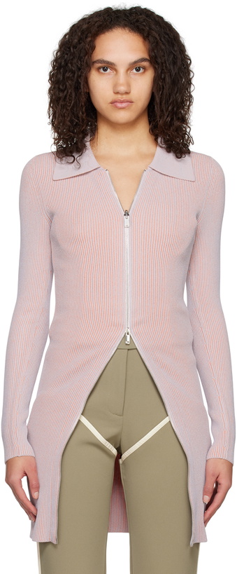 Photo: Paris Georgia Gray & Pink Zip-Up Polo