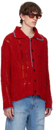 Andersson Bell Red Spread Collar Cardigan