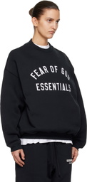 Fear of God ESSENTIALS Black Varsity Crewneck Sweatshirt