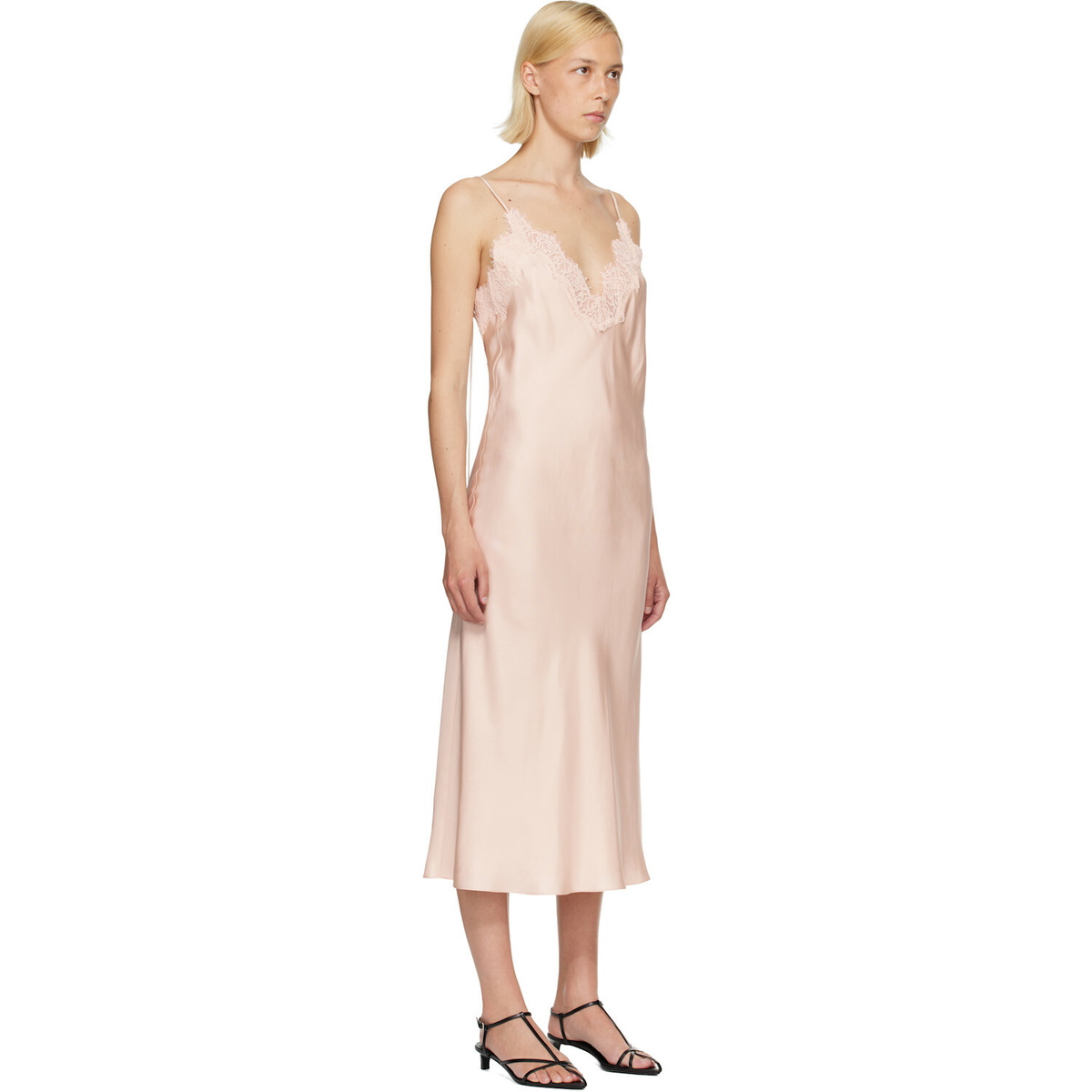Róhe Pink Lace Slip Dress