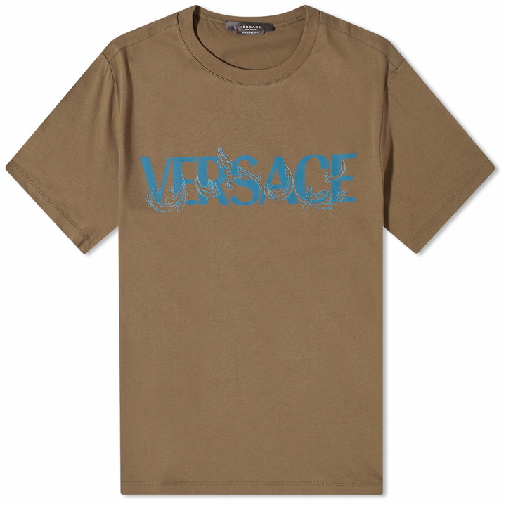 Photo: Versace Men's Logo Print T-Shirt in Winter Military