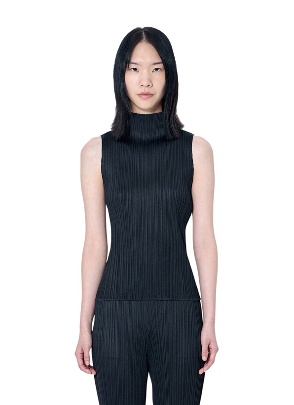 Photo: Pleats Please Issey Miyake Sleeveless Ribbed High-Neck Top