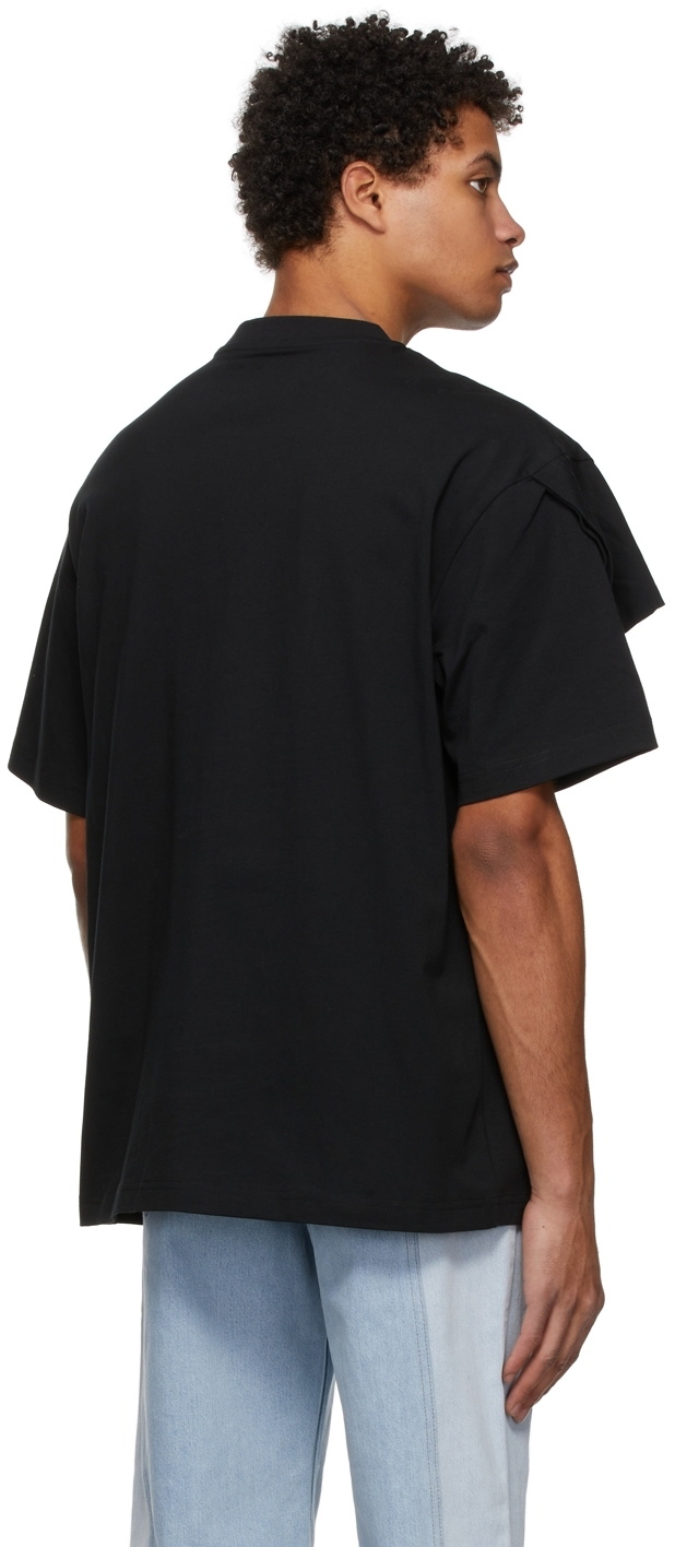 Feng Chen Wang Black Double Collar T-Shirt Feng Chen Wang