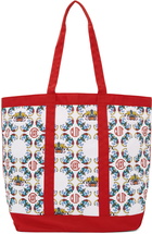 Clot White & Red Print Tote