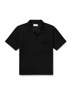 Les Tien - Camp-Collar Garment-Dyed Cotton-Jersey Shirt - Black