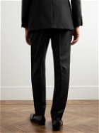 Saman Amel - Straight-Leg Pleated Wool Tuxedo Trousers - Black