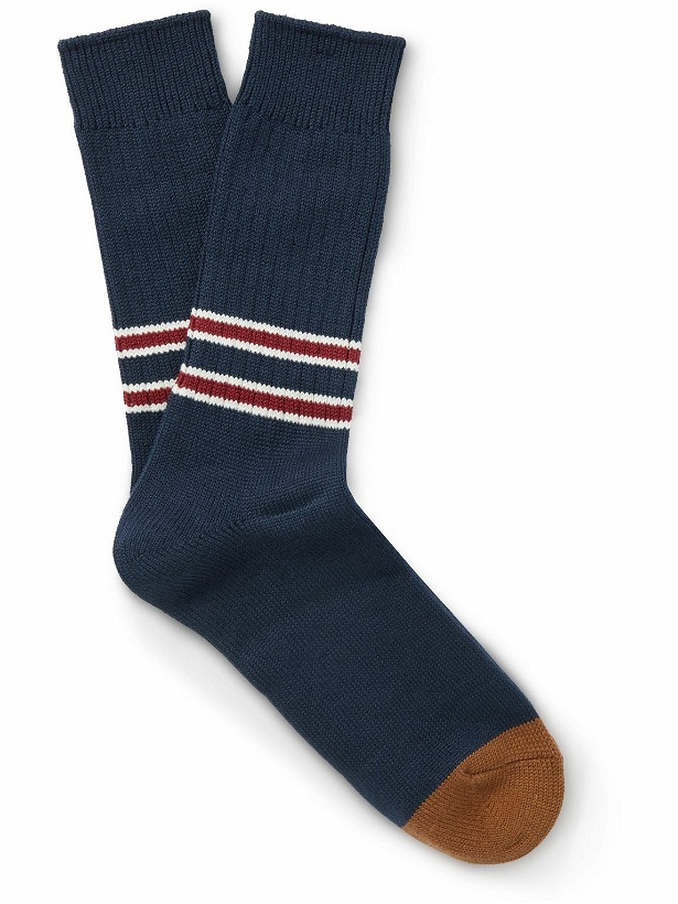 Photo: Anonymous ism - Striped Ribbed Cotton-Blend Socks