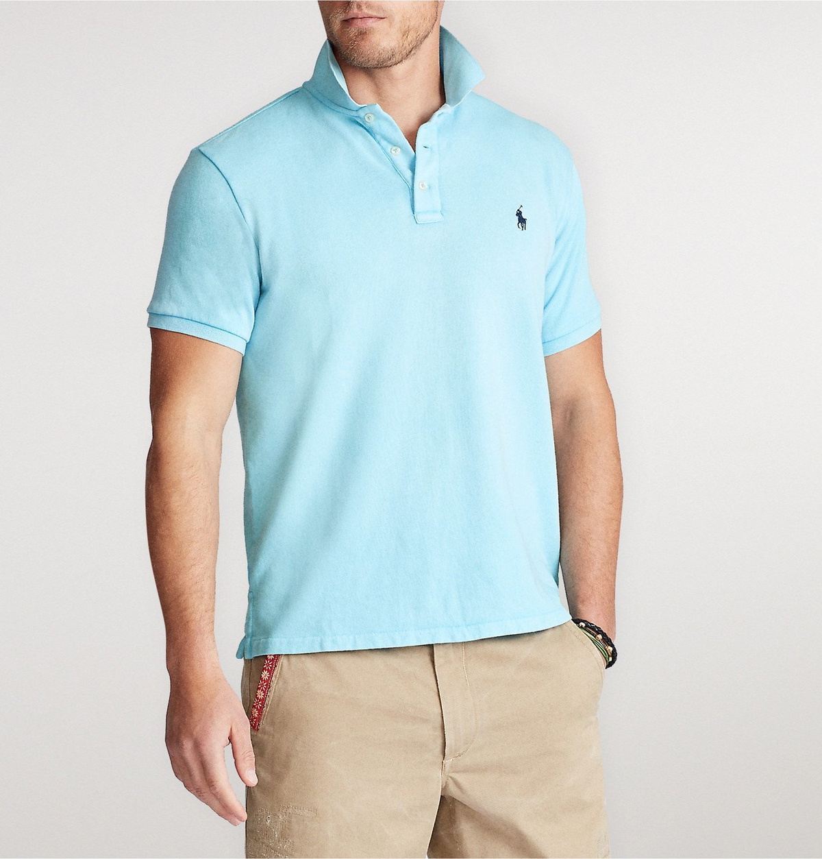 POLO RALPH LAUREN SLIM FIT MESH POLO SHIRT, Bright blue Men's Polo Shirt