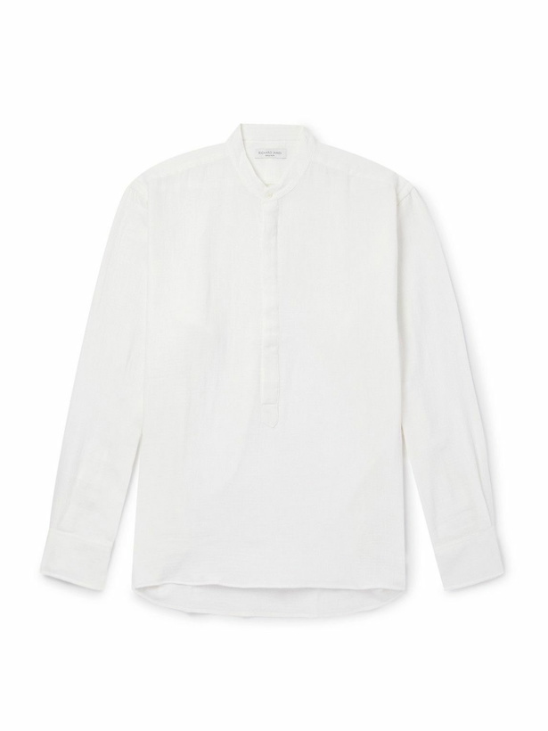 Photo: Richard James - Grandad-Collar Cotton-Gauze Half-Placket Shirt - White