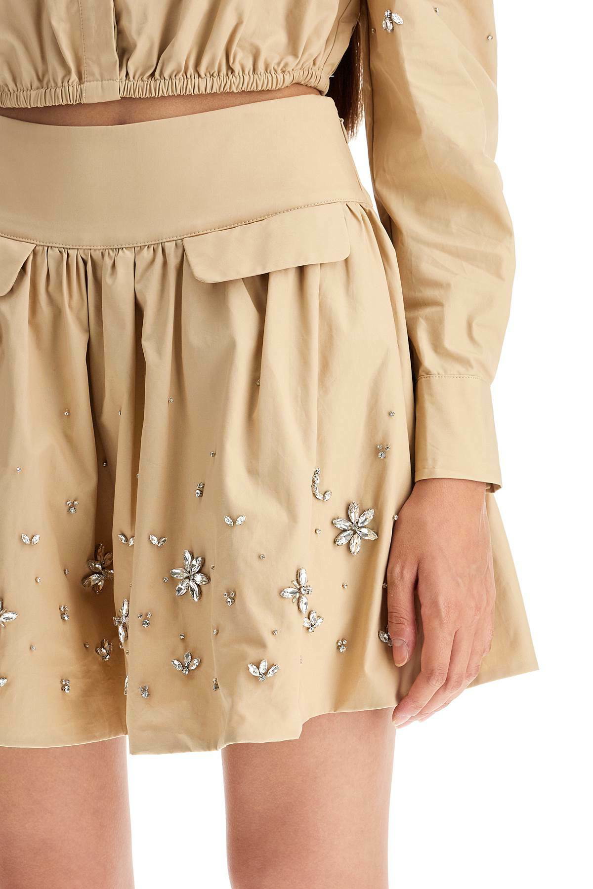 SELF PORTRAIT 'poplin mini skirt with crystal Beige Self SELF PORTRAIT 'poplin mini skirt with crystal Beige Self