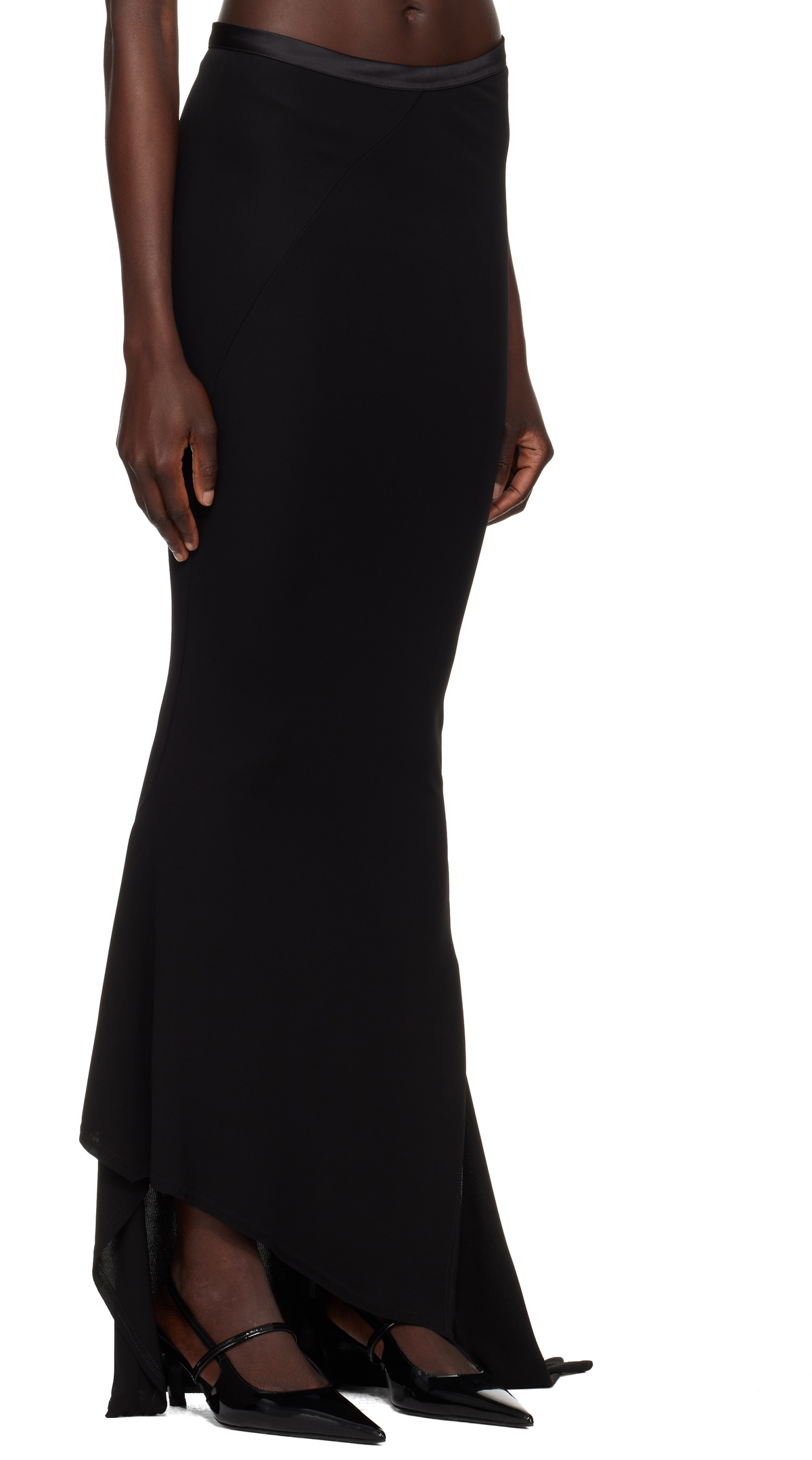 AARON ESH Black Fishtail Maxi Skirt