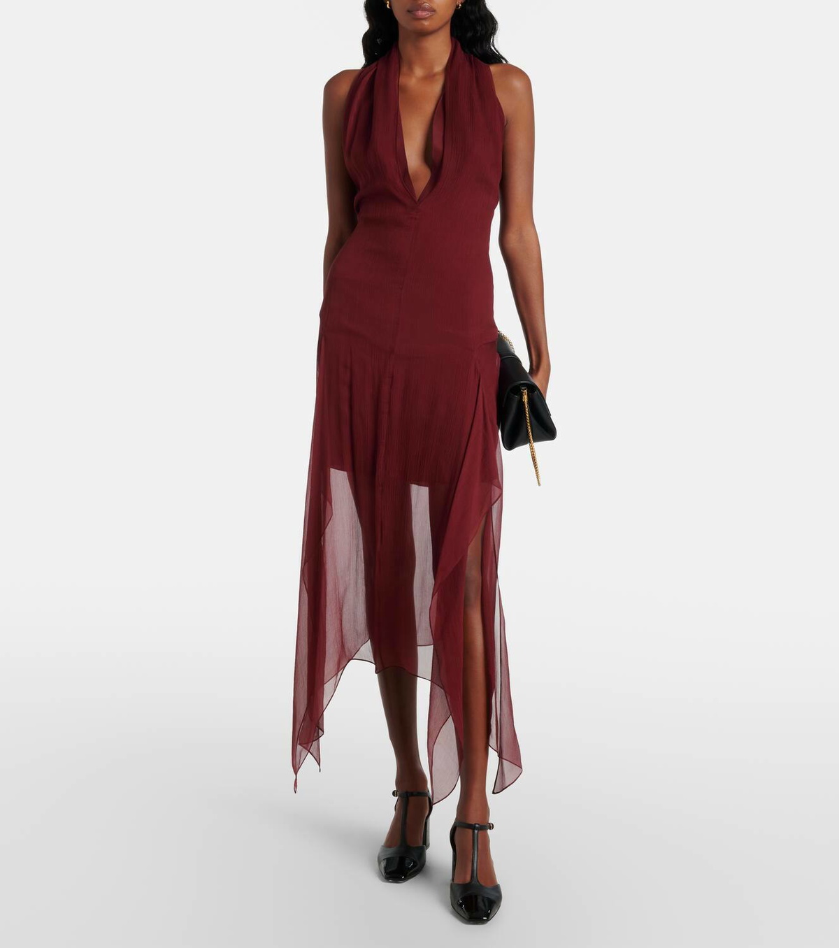 Ferragamo Asymmetric silk georgette minidress Salvatore