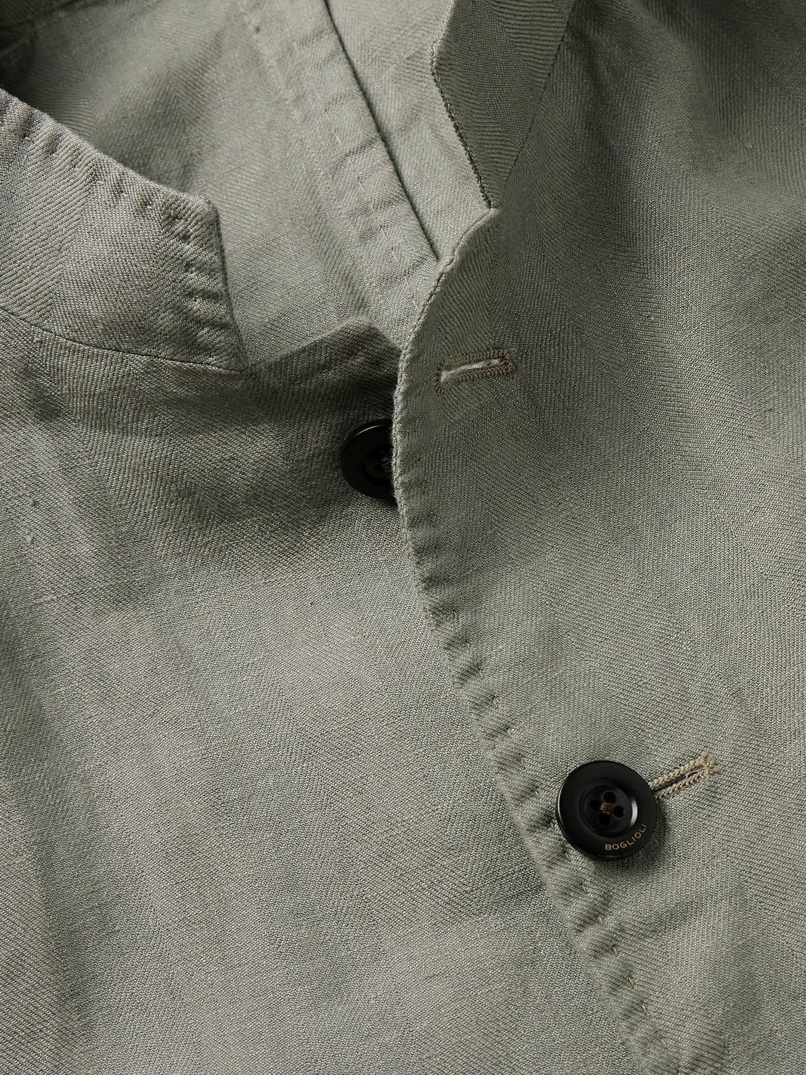 Boglioli - Slim-Fit Nehru-Collar Herringbone Linen Jacket - Gray