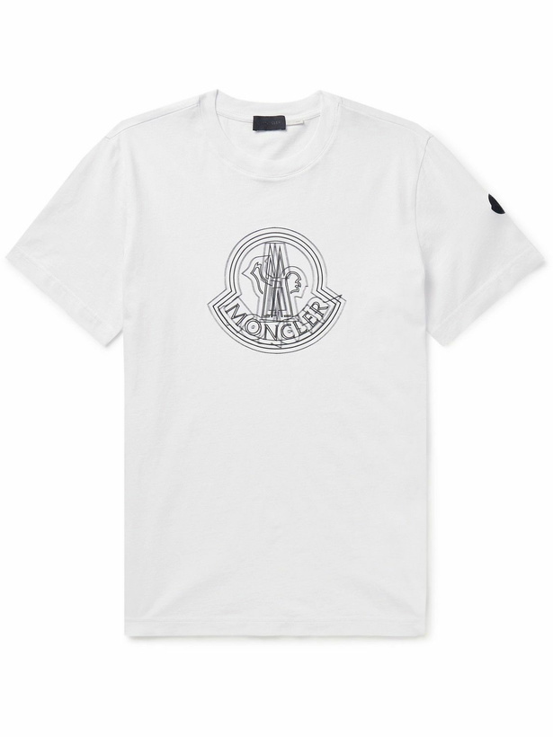 Photo: Moncler - Logo-Appliquéd Printed Cotton-Jersey T-Shirt - White