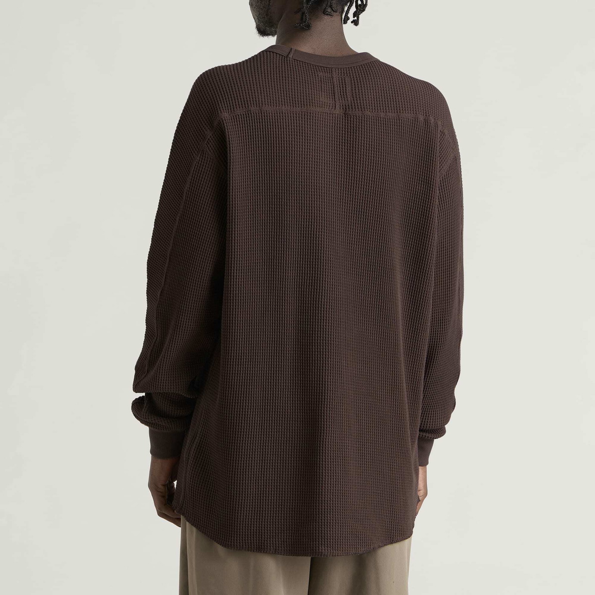 Snow Peak Men's Heavyweight Waffle Pullover in Dark Brown
