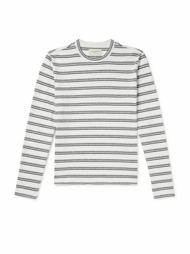 Photo: Officine Générale - Striped Cotton and Linen-Blend T-Shirt - Multi