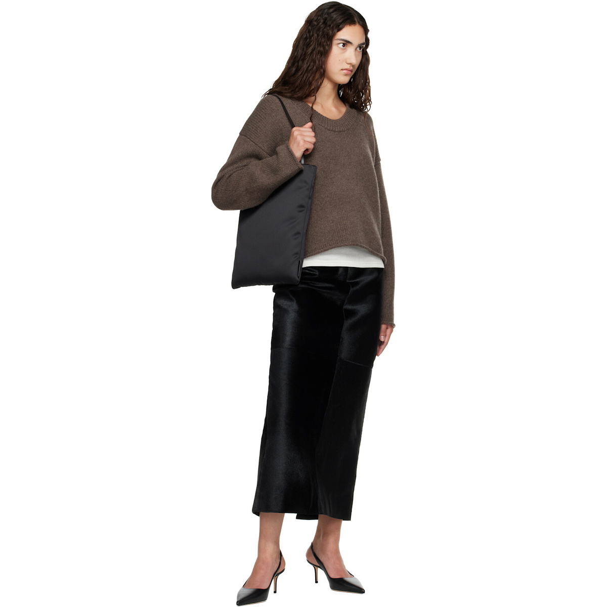 Loulou de Saison Black Anthea Satin Day Tote