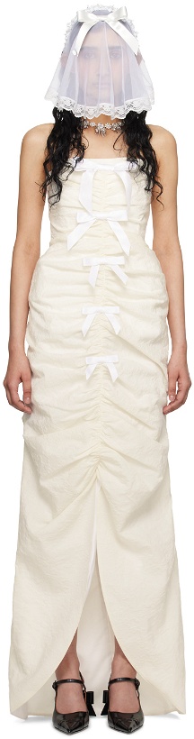 Photo: SHUSHU/TONG SSENSE Exclusive Off-White Ruched Maxi Dress