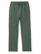 De Bonne Facture - Straight-Leg Linen Drawstring Trousers - Green