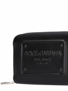DOLCE & GABBANA - Logo Embossed Leather Zip Wallet