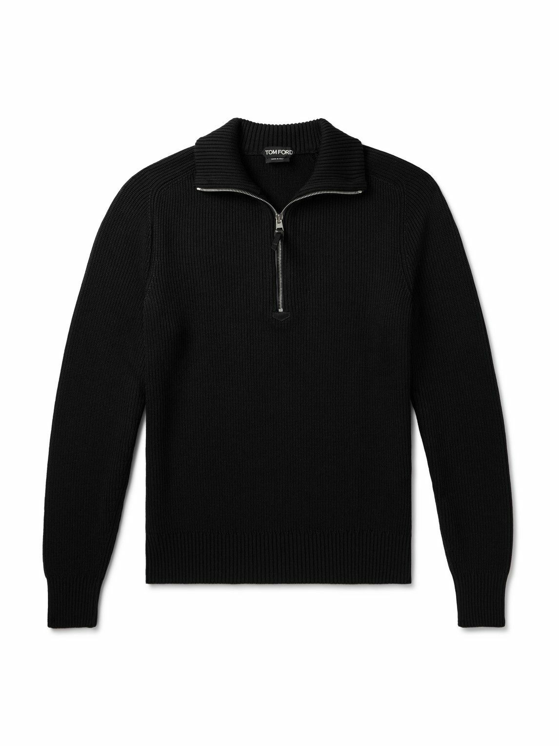 Tシャツ・カットソー TOM FORD FW24 MERINO WOOL SWEATER (KPL003 YMW010S23HB800) TOM FORD - Slim-Fit Merino Wool Sweater - Black TOM FORD