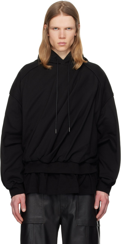 Photo: Juun.J Black Layered Twisted Hoodie