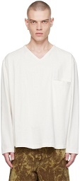 LEMAIRE Off-White V-Neck Long Sleeve T-Shirt