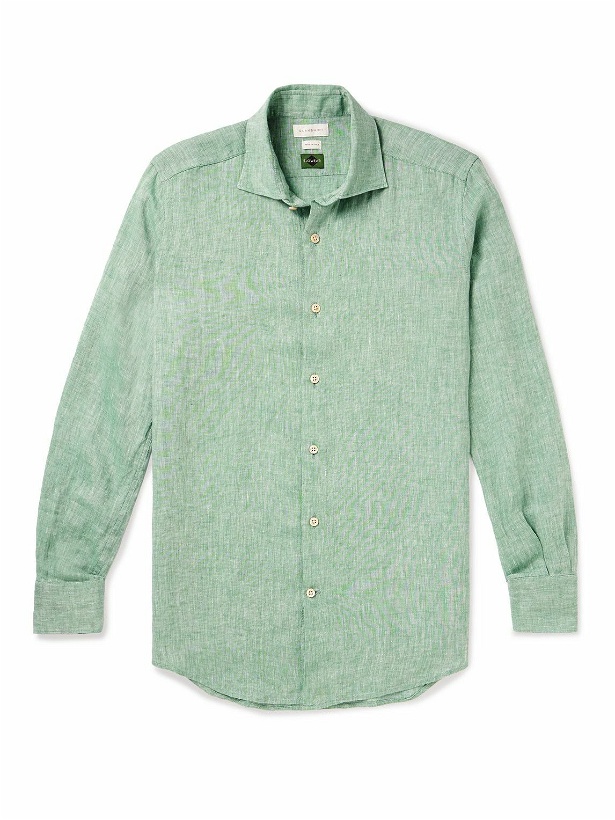 Photo: Incotex - Glanshirt Slim-Fit Linen Shirt - Green