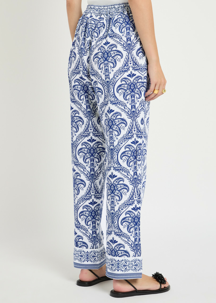 Farm Rio Tropical Printed Linen-blend Pyjama Trousers Navy