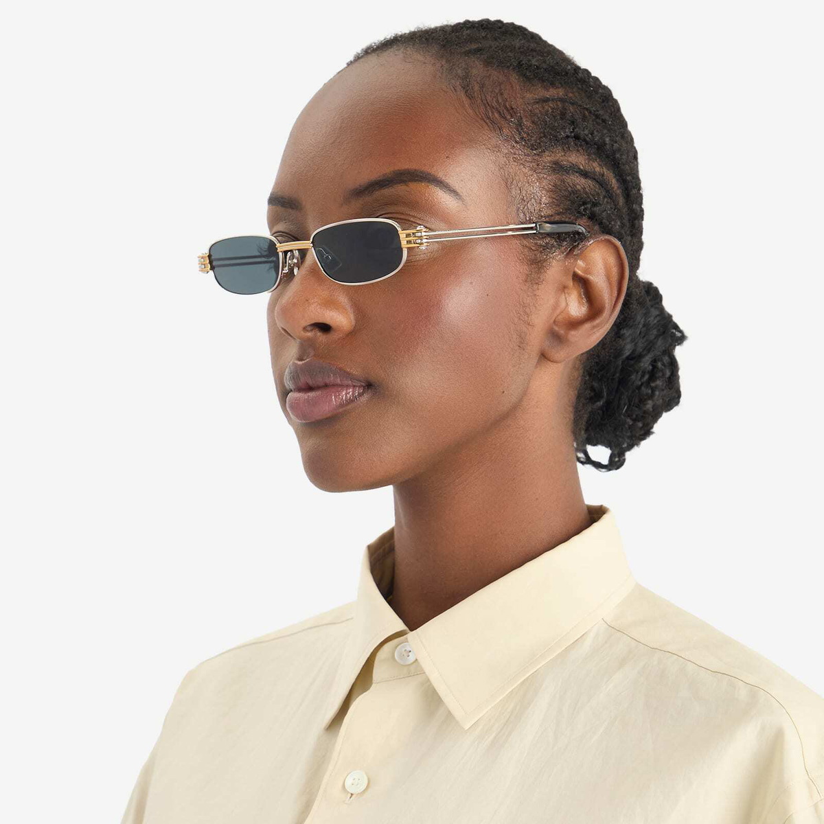 Bottega Veneta Eyewear Bottega Veneta BV1381S Sunglasses in Silver/Blue 