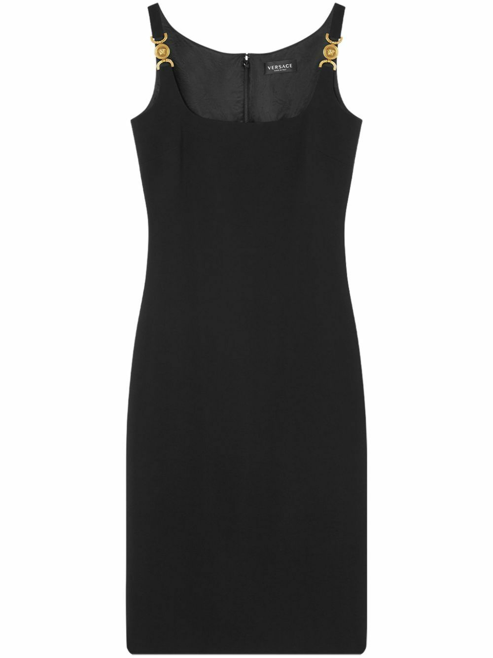 versace medusa 95 midi dress Versace - MEDUSA '95 black midi dress with metallic logo 10116621A00540
