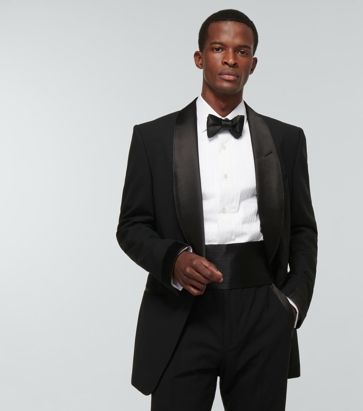 Saint Laurent- Black Silk Oversized Tuxedo Style Bow Belt Black tie but make it “cool” #alexandermcqueen  main image 2