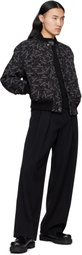 Balmain Black Printed 'Balmain' Label Bomber Jacket