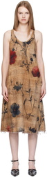 R13 Brown Reversible Tank Midi Dress
