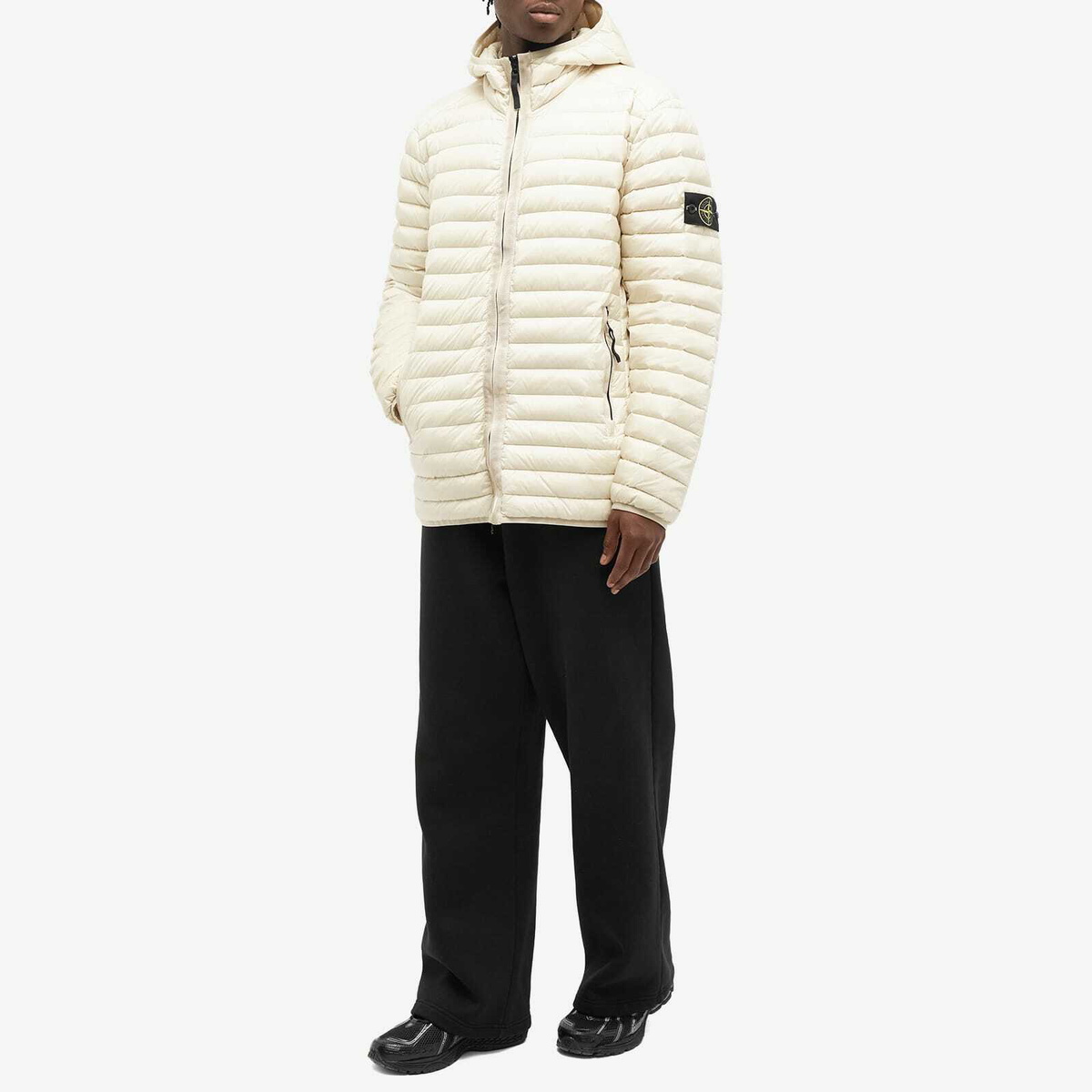 Stone Island Men's Lightweight Hooded Down Jacket in Plaster